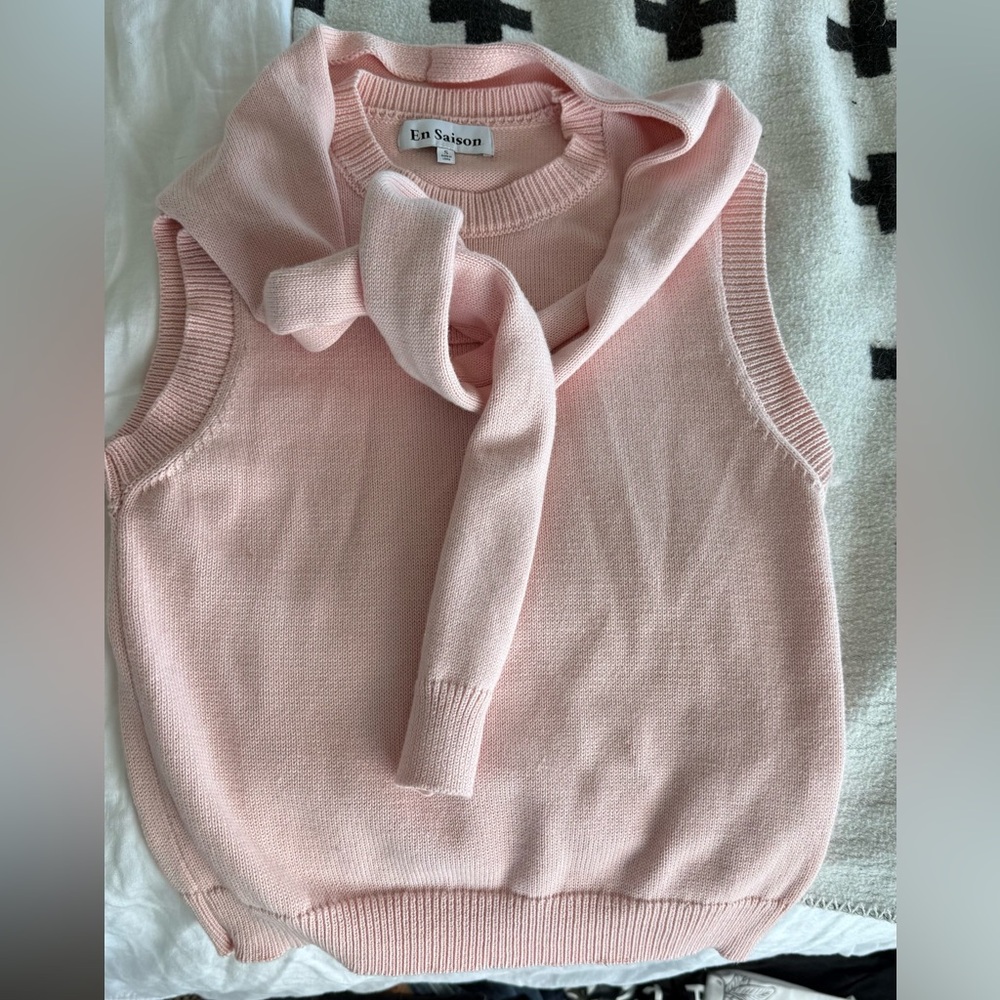 NEW En Saison Blush Pink Knit Crewneck Sleeveless Sweater